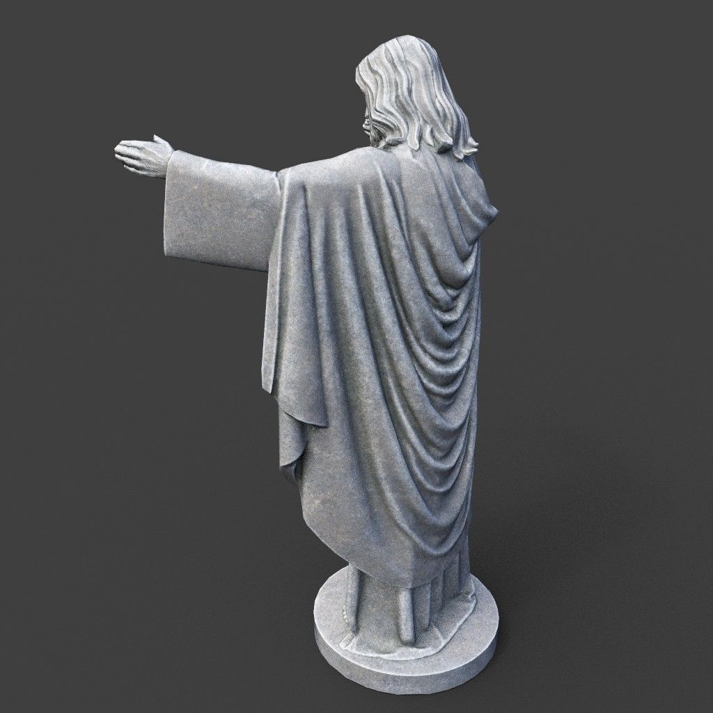 Low poly Jesus Sacred Heart Statue 220525 Low-poly 3D model_7