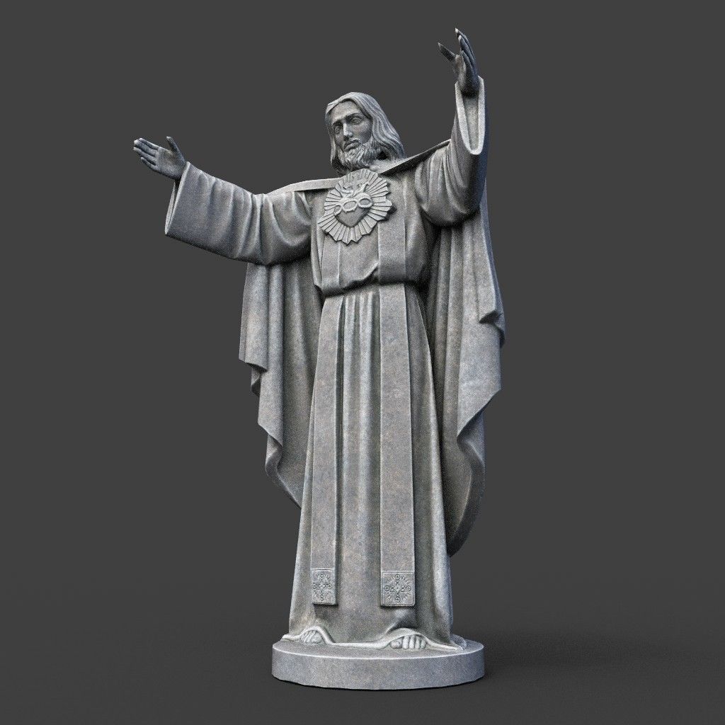 Low poly Jesus Sacred Heart Statue 220525 Low-poly 3D model_16