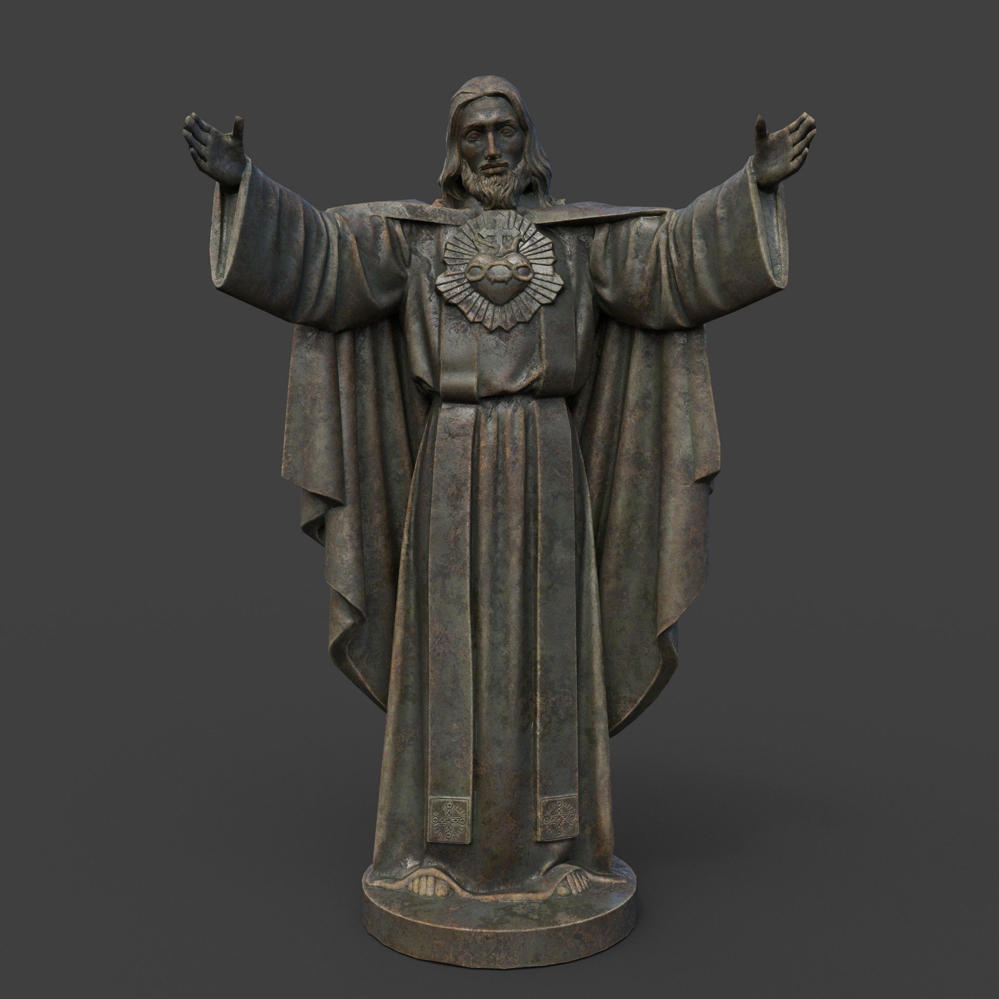 Low poly Jesus Sacred Heart Statue 220525 Low-poly 3D model_2