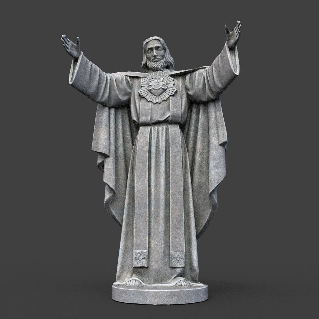 Low poly Jesus Sacred Heart Statue 220525 Low-poly 3D model_15