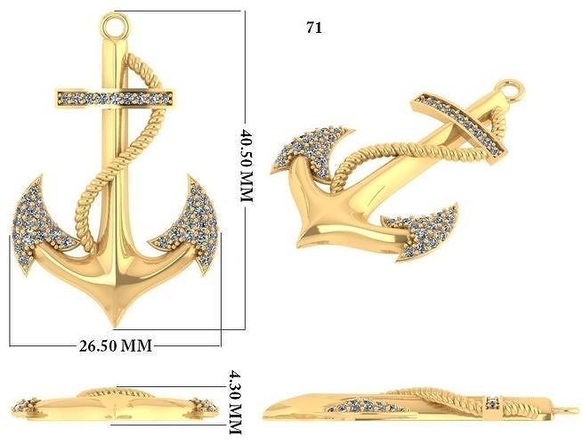 Anchor Pendant 3dm 1render detail 3D print model
