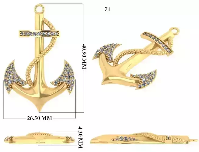 Anchor Pendant 3dm 1render detail 3D print model