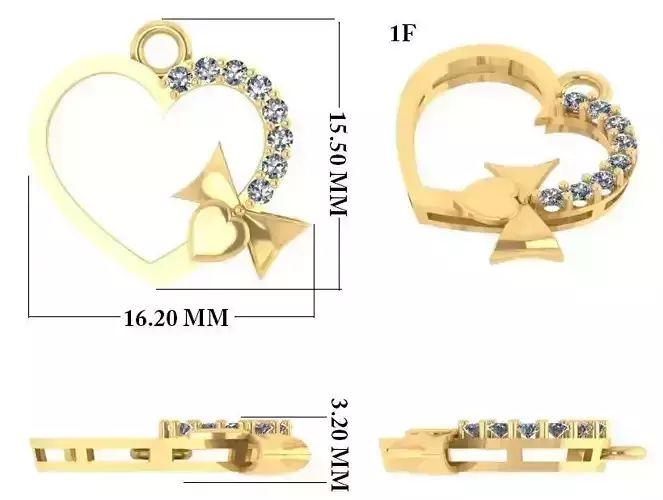 Women Heart Pendant 3dm 1render detail