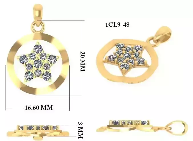 Women Star Pendant 3dm 1render detail