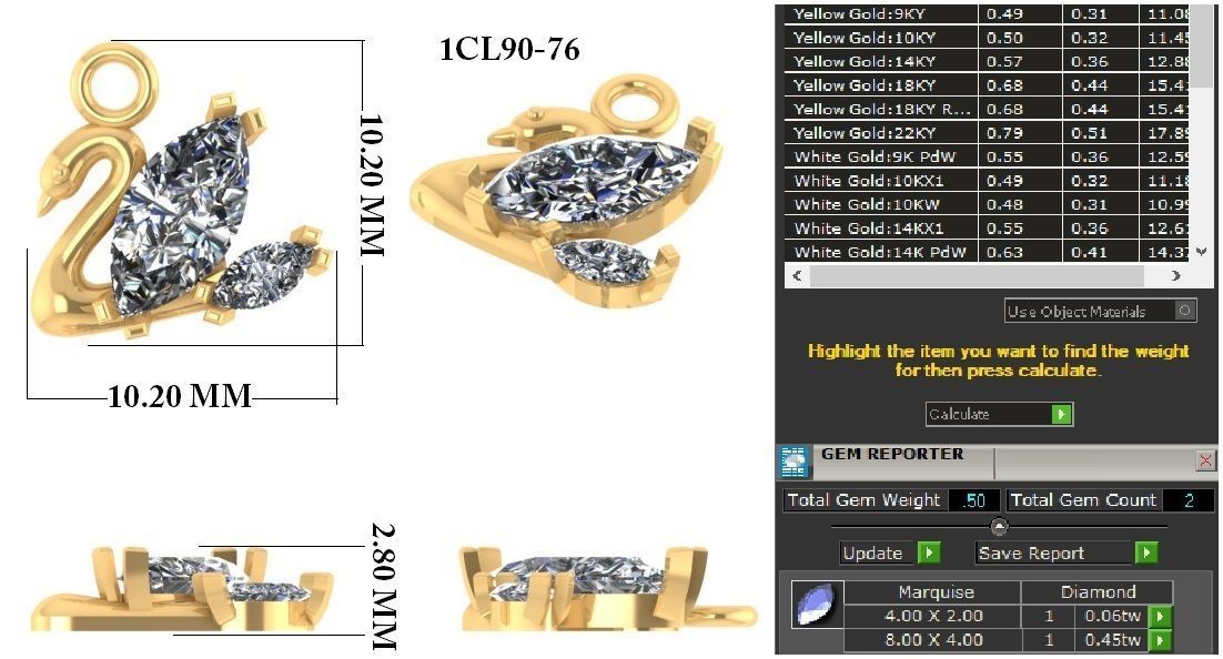 Swan Pendant 3dm 1render detail 3D print model_1