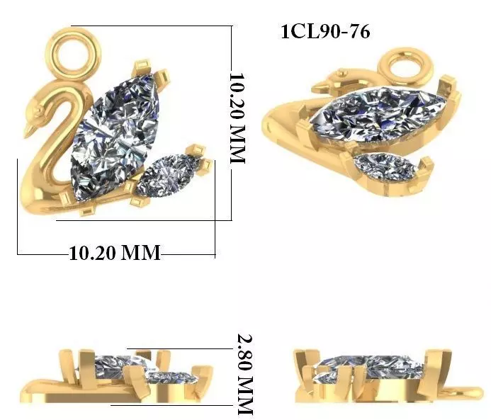 Swan Pendant 3dm 1render detail 3D print model_0