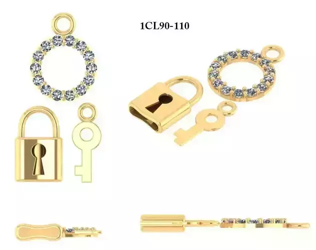 Lock and Key Pendant 3dm 1render detail 3D print model