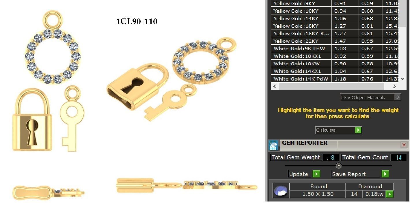 Lock and Key Pendant 3dm 1render detail 3D print model_1