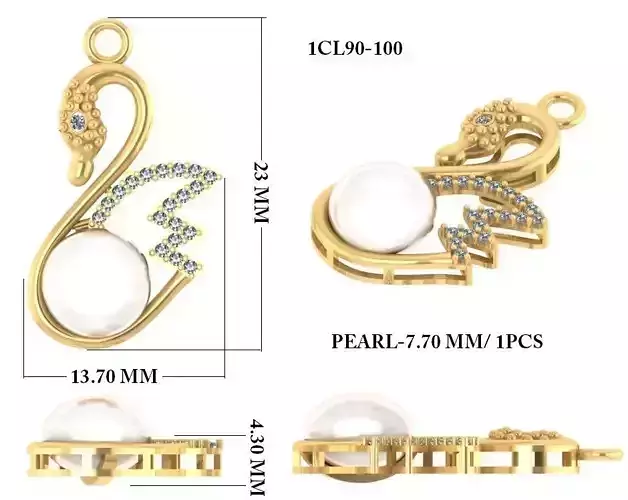 Swan Pendant 3dm 1render detail 3D print model