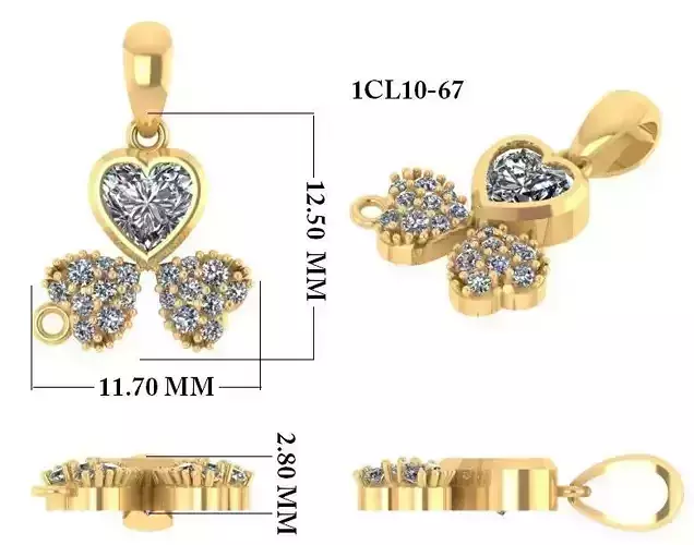 Women Heart Pendant 3dm 1render detail