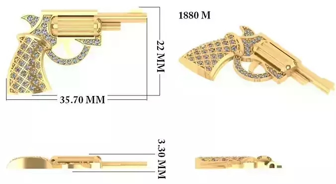Gun Pendant 3dm 1render detail
