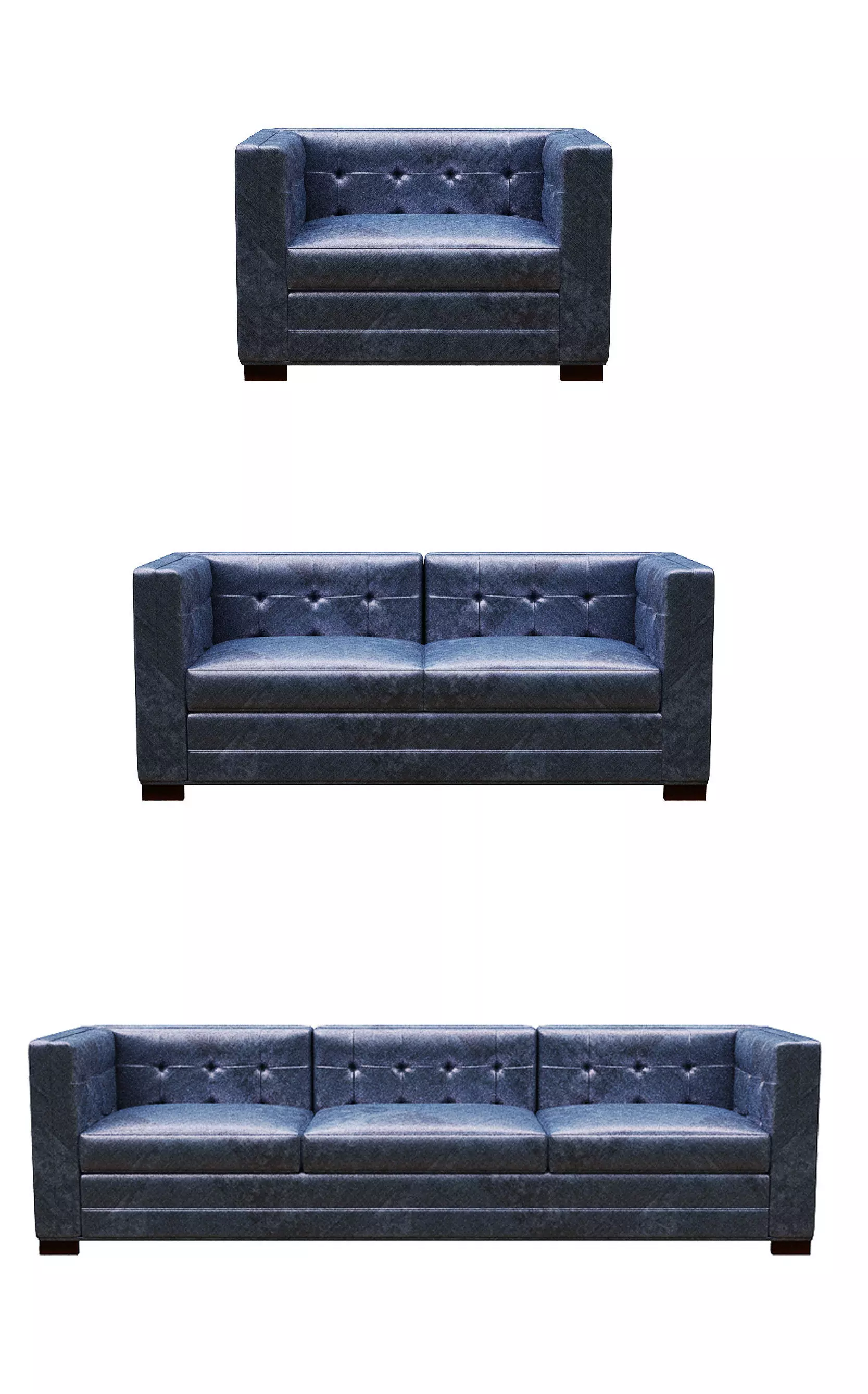 Sofa set leather Low-poly 3D model
