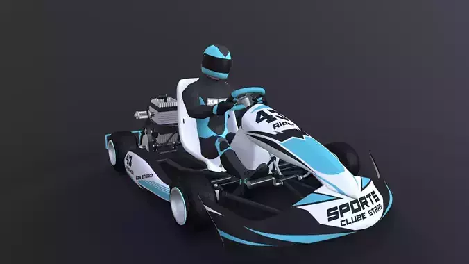 LowPolyKartWithPlayer1 go kart Low-poly 3D model