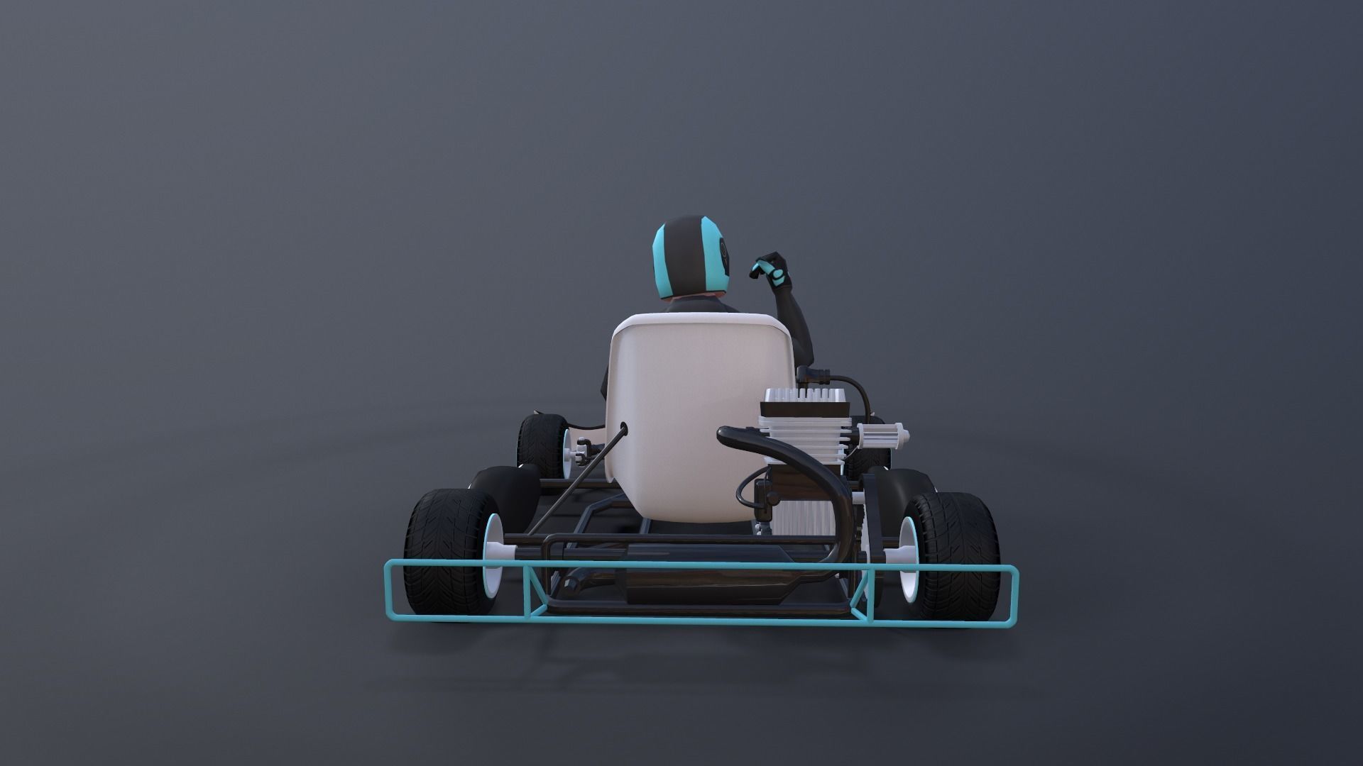 LowPolyKartWithPlayer1 go kart Low-poly 3D model_7