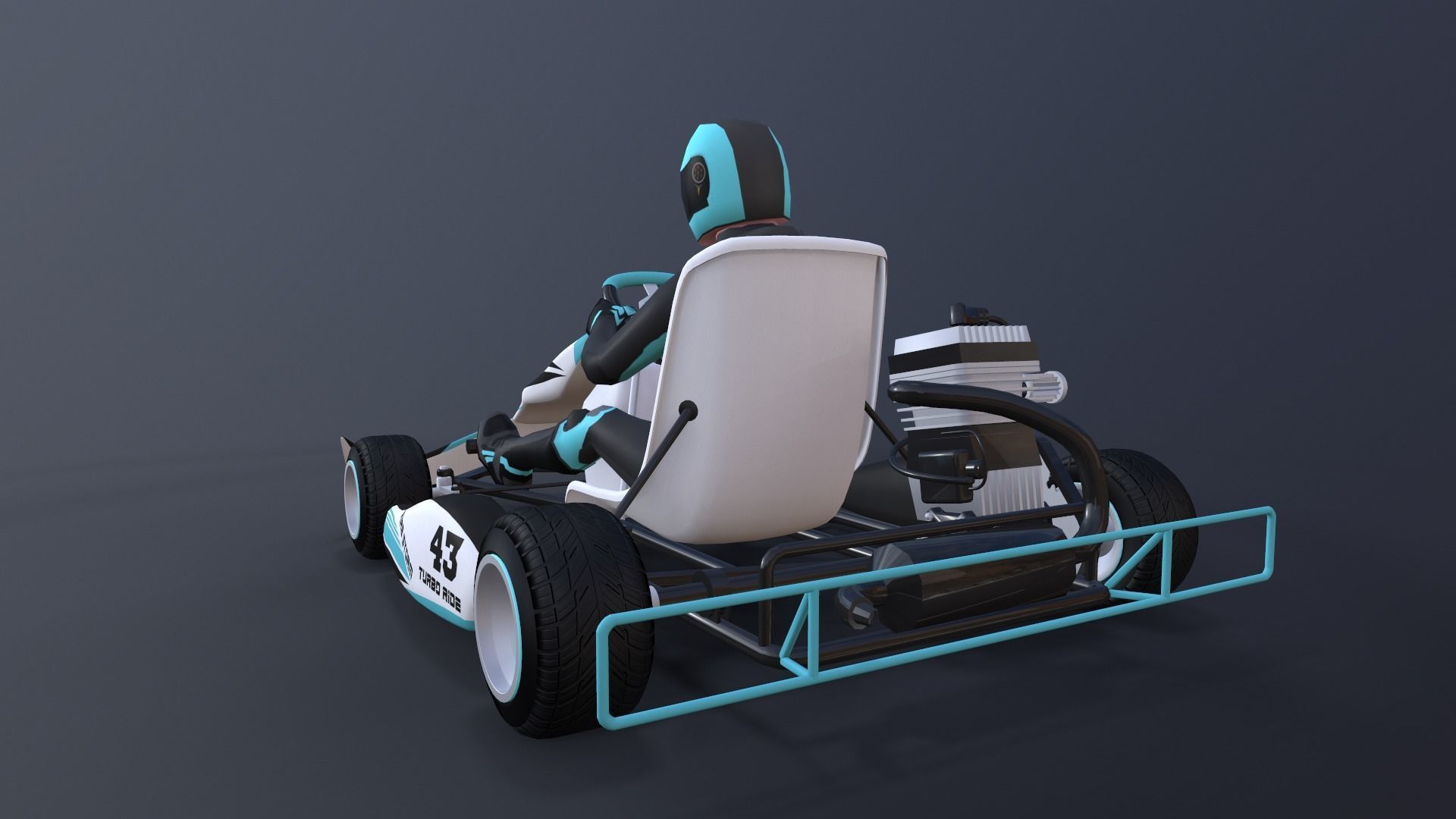 LowPolyKartWithPlayer1 go kart Low-poly 3D model_3