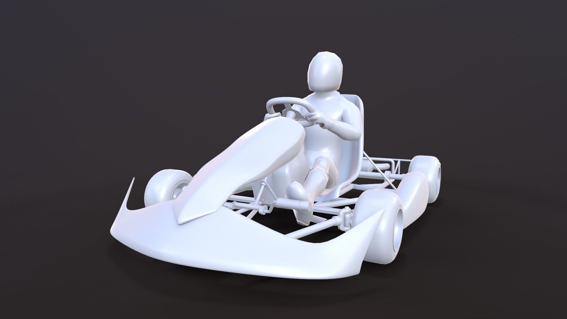 LowPolyKartWithPlayer1 go kart Low-poly 3D model_11