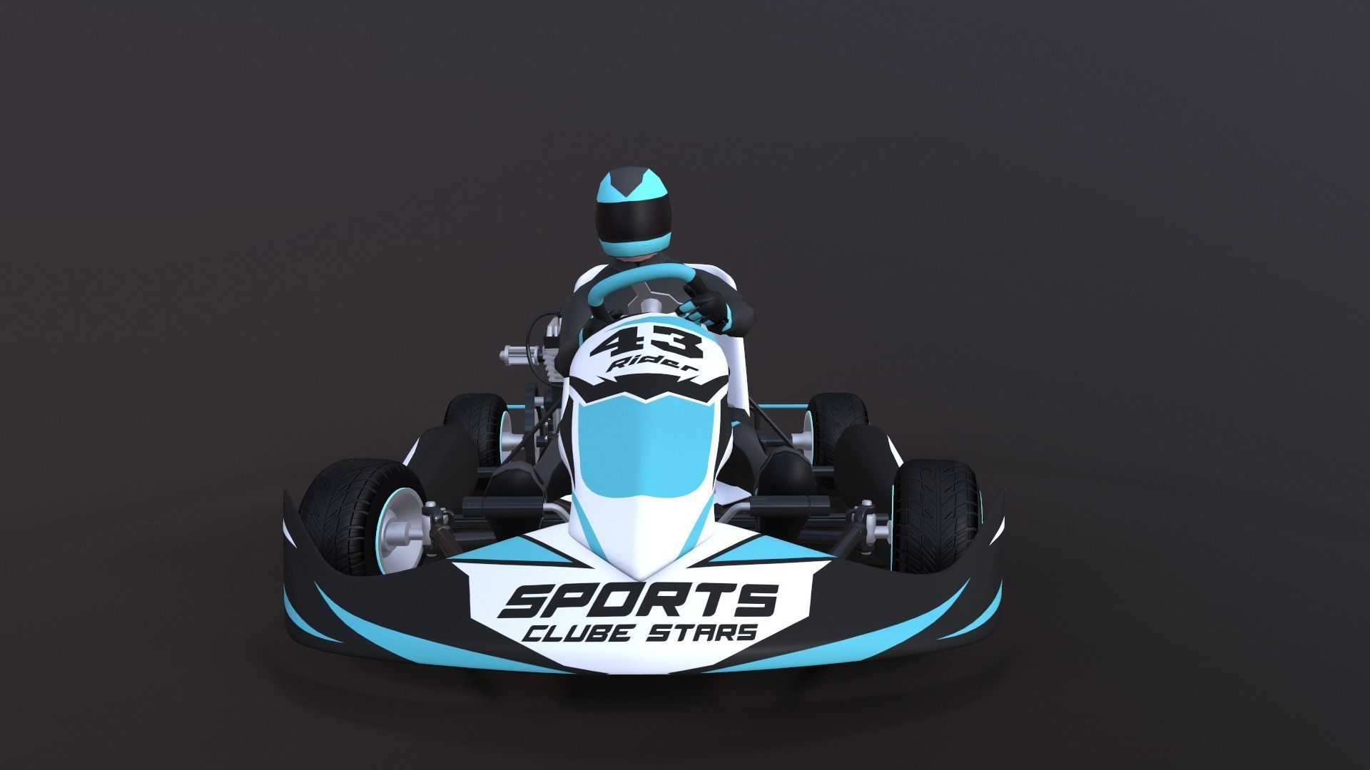 LowPolyKartWithPlayer1 go kart Low-poly 3D model_4