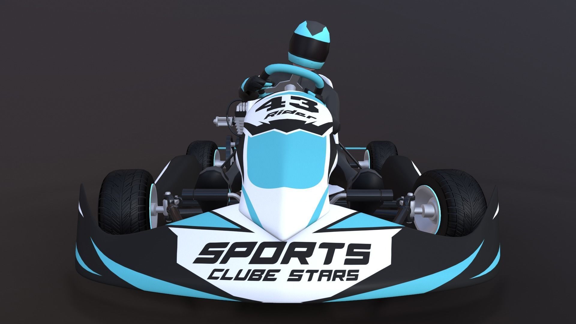 LowPolyKartWithPlayer1 go kart Low-poly 3D model_9