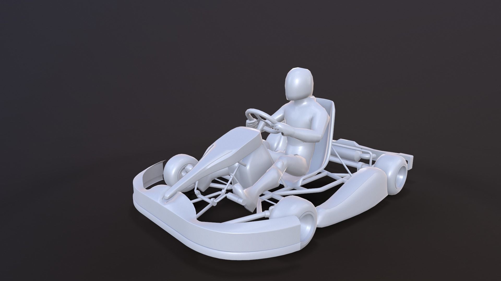 LowPolyKartWithPlayer2 go kart Low-poly 3D model_9