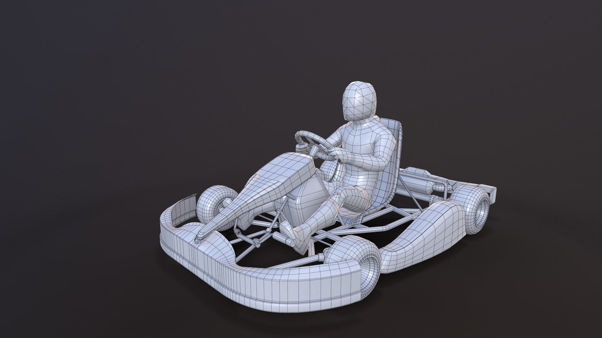 LowPolyKartWithPlayer2 go kart Low-poly 3D model_10