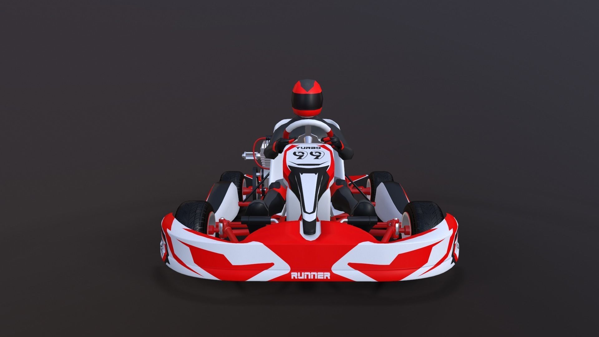 LowPolyKartWithPlayer2 go kart Low-poly 3D model_3