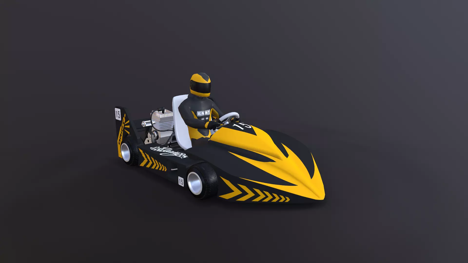 LowPolyKartWithPlayer3 go kart Low-poly 3D model