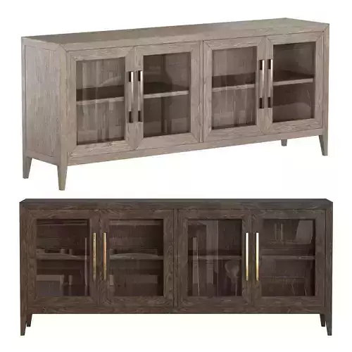 FRENCH CONTEMPORARY GLASS 4-DOOR SIDEBOARD