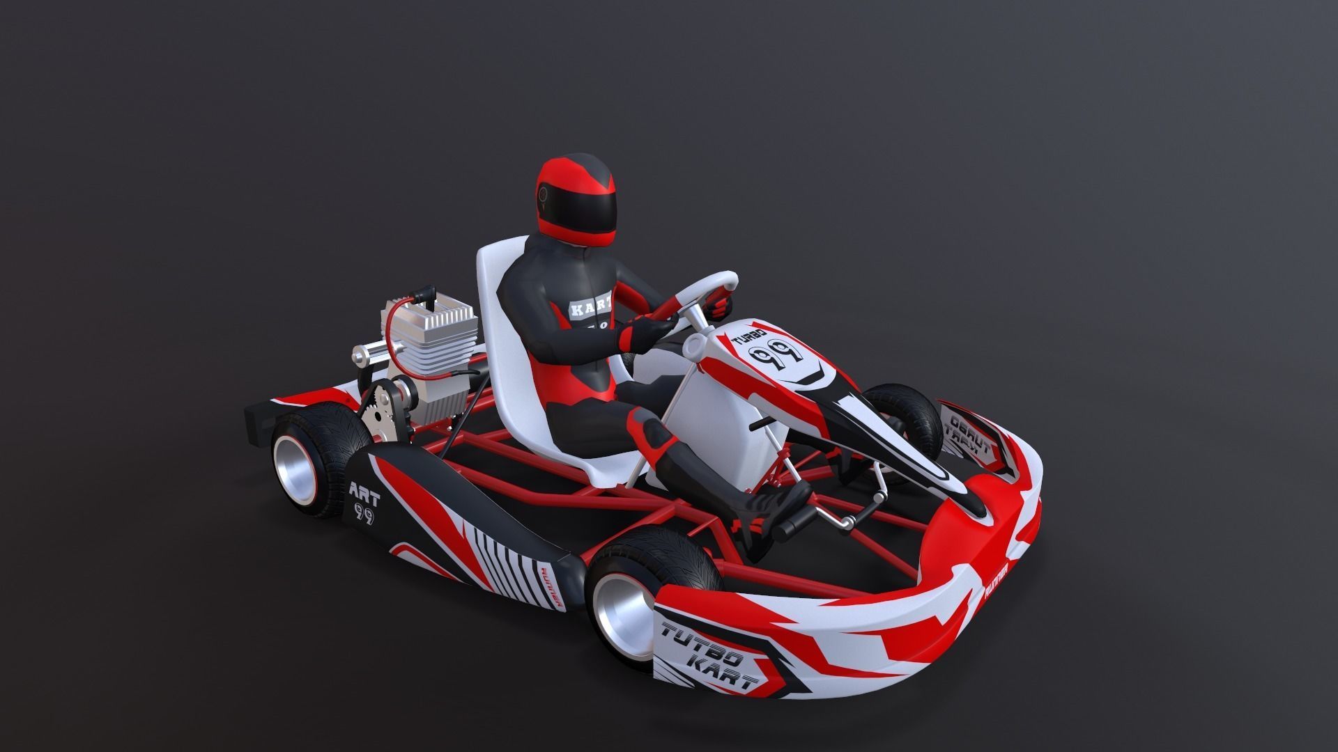 4LowPolyKartsWithPlayerPack 2 go kart Low-poly 3D model_4