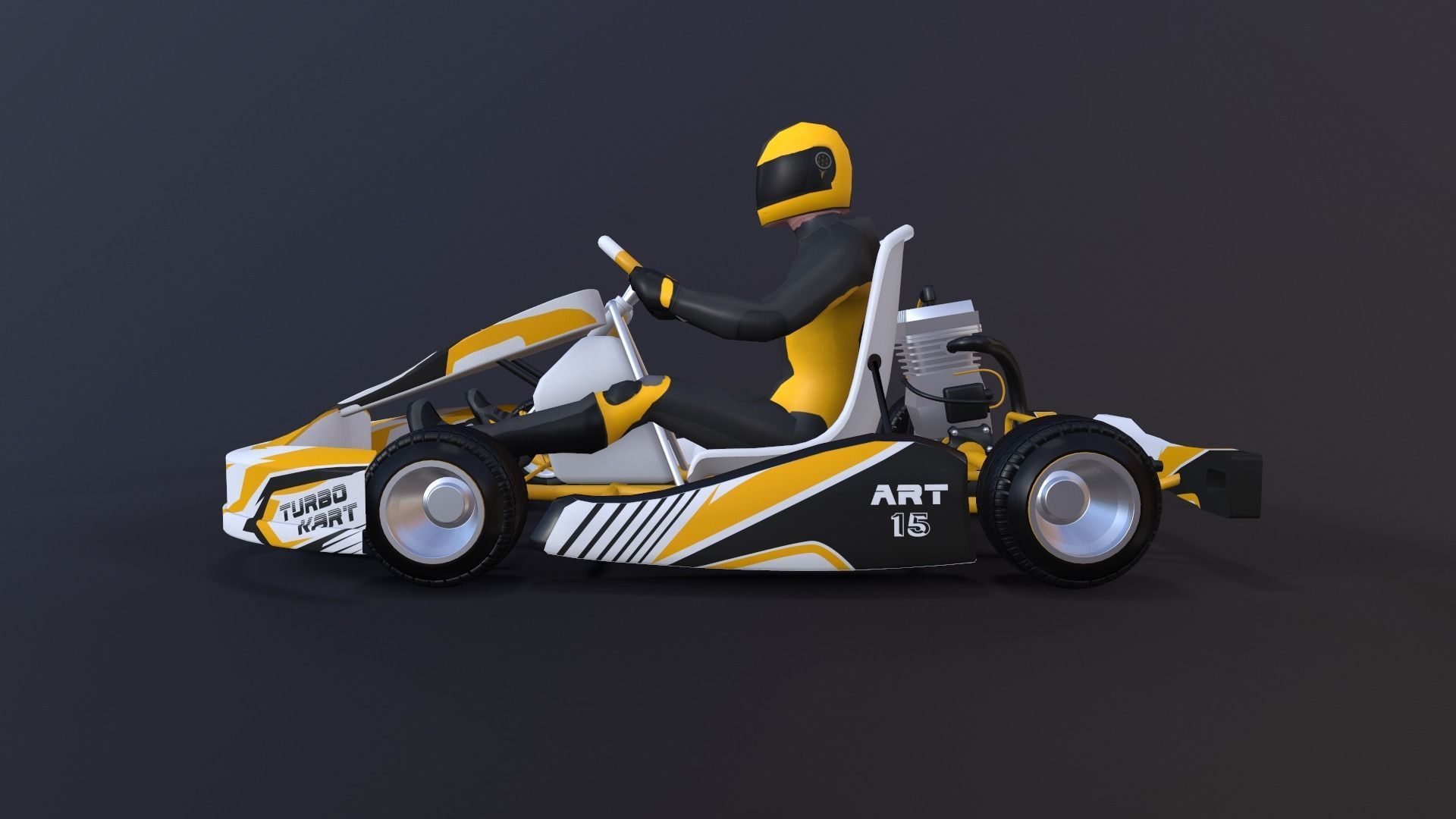 4LowPolyKartsWithPlayerPack 2 go kart Low-poly 3D model_18
