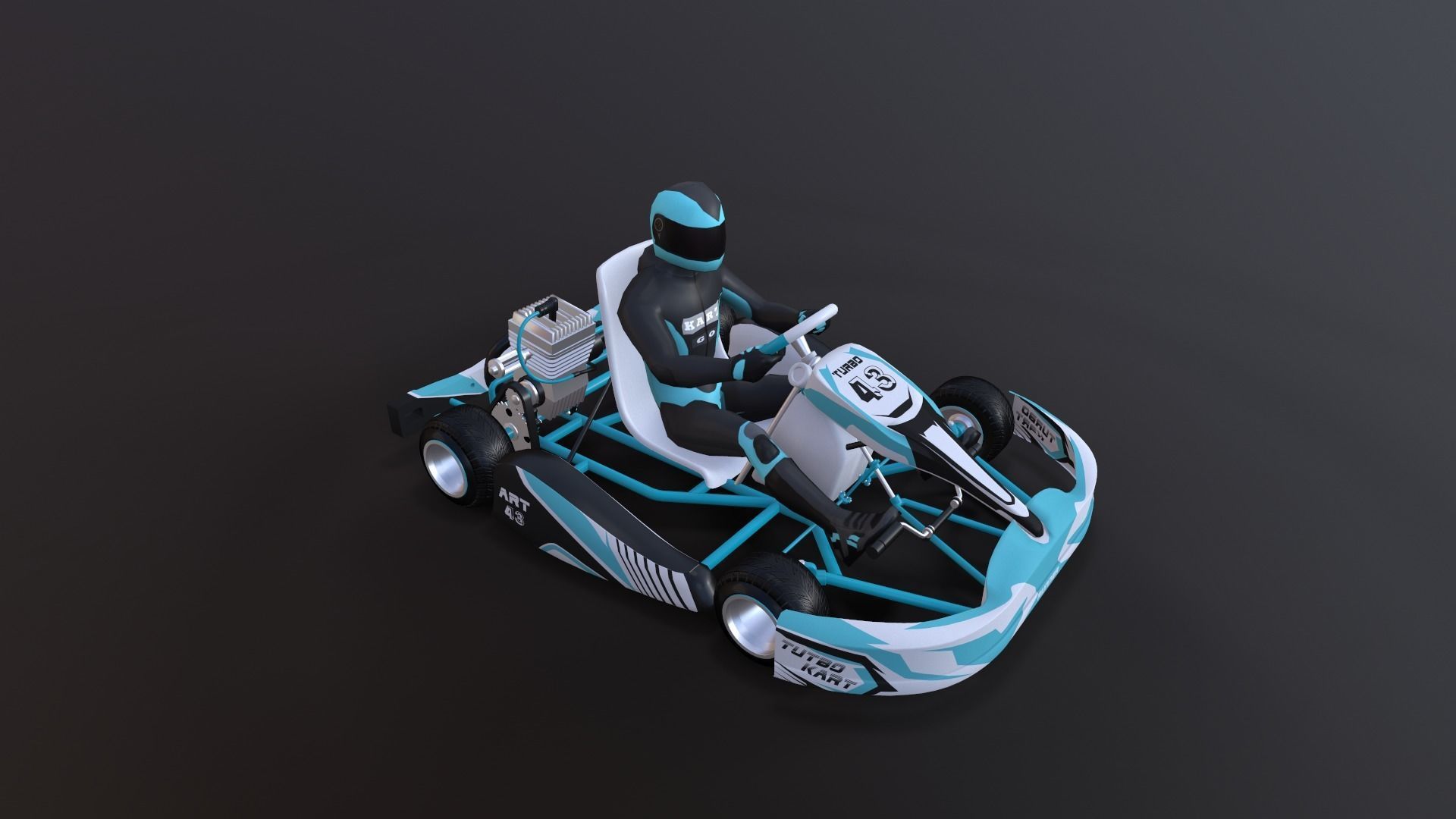 4LowPolyKartsWithPlayerPack 2 go kart Low-poly 3D model_12