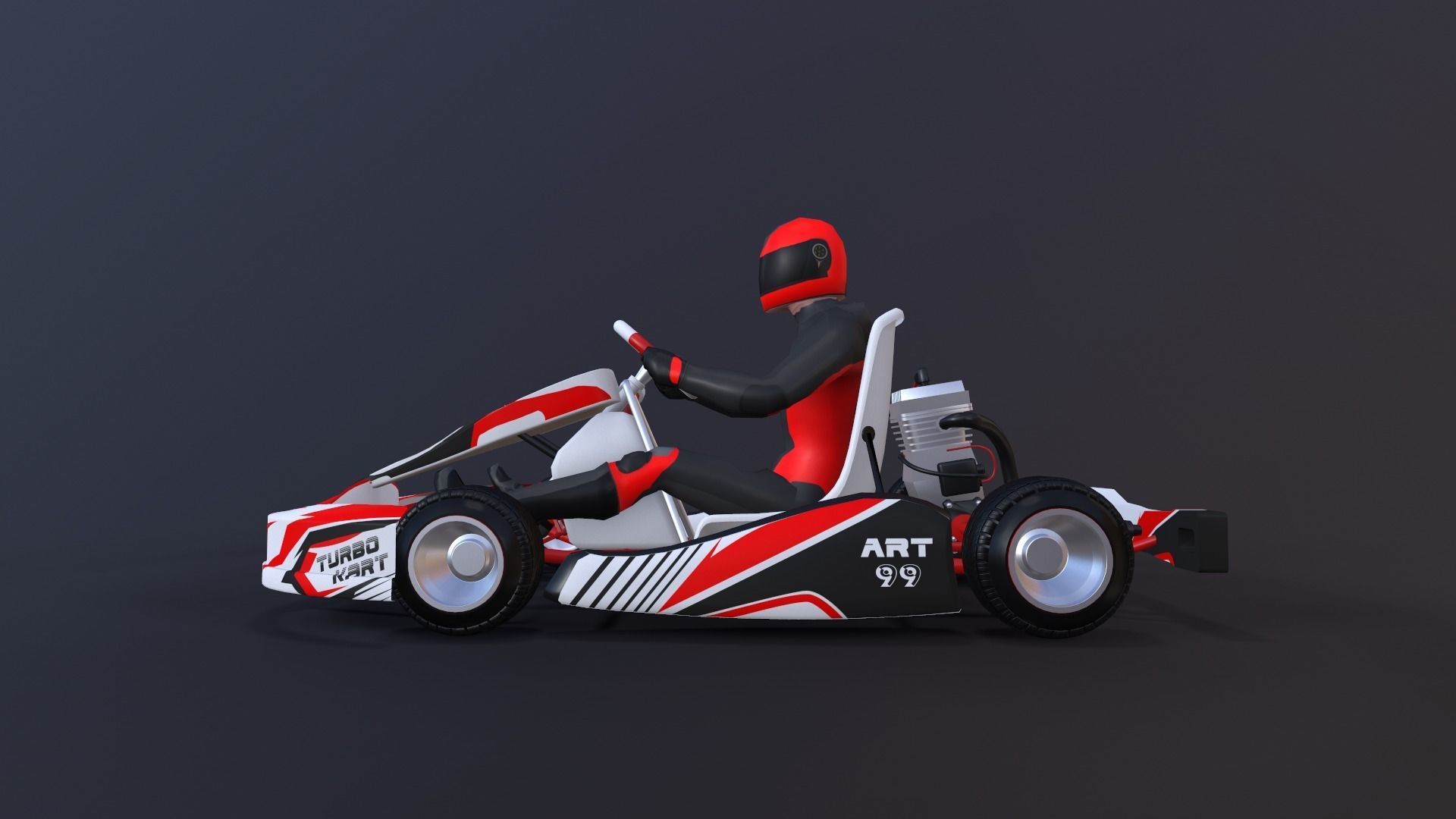 4LowPolyKartsWithPlayerPack 2 go kart Low-poly 3D model_7