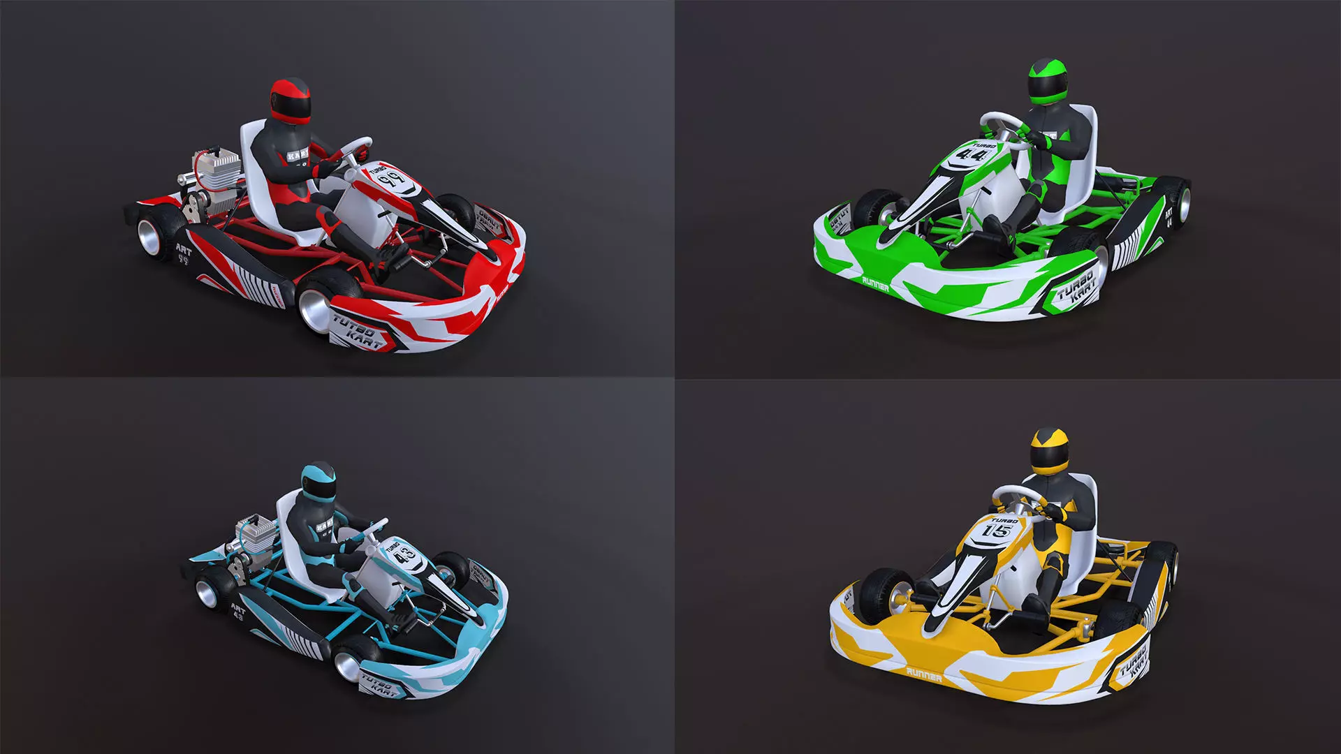 4LowPolyKartsWithPlayerPack 2 go kart Low-poly 3D model_0