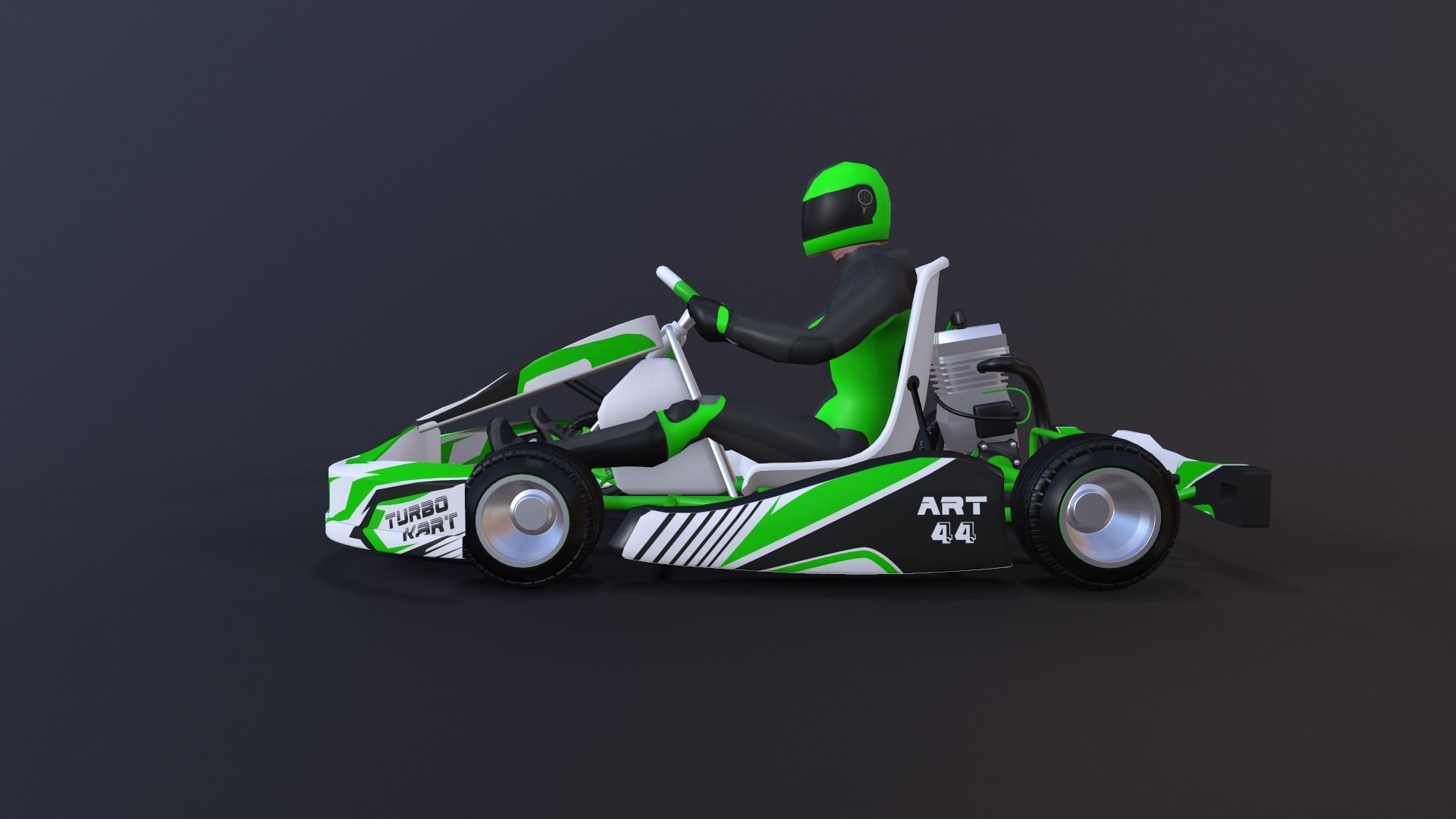 4LowPolyKartsWithPlayerPack 2 go kart Low-poly 3D model_25