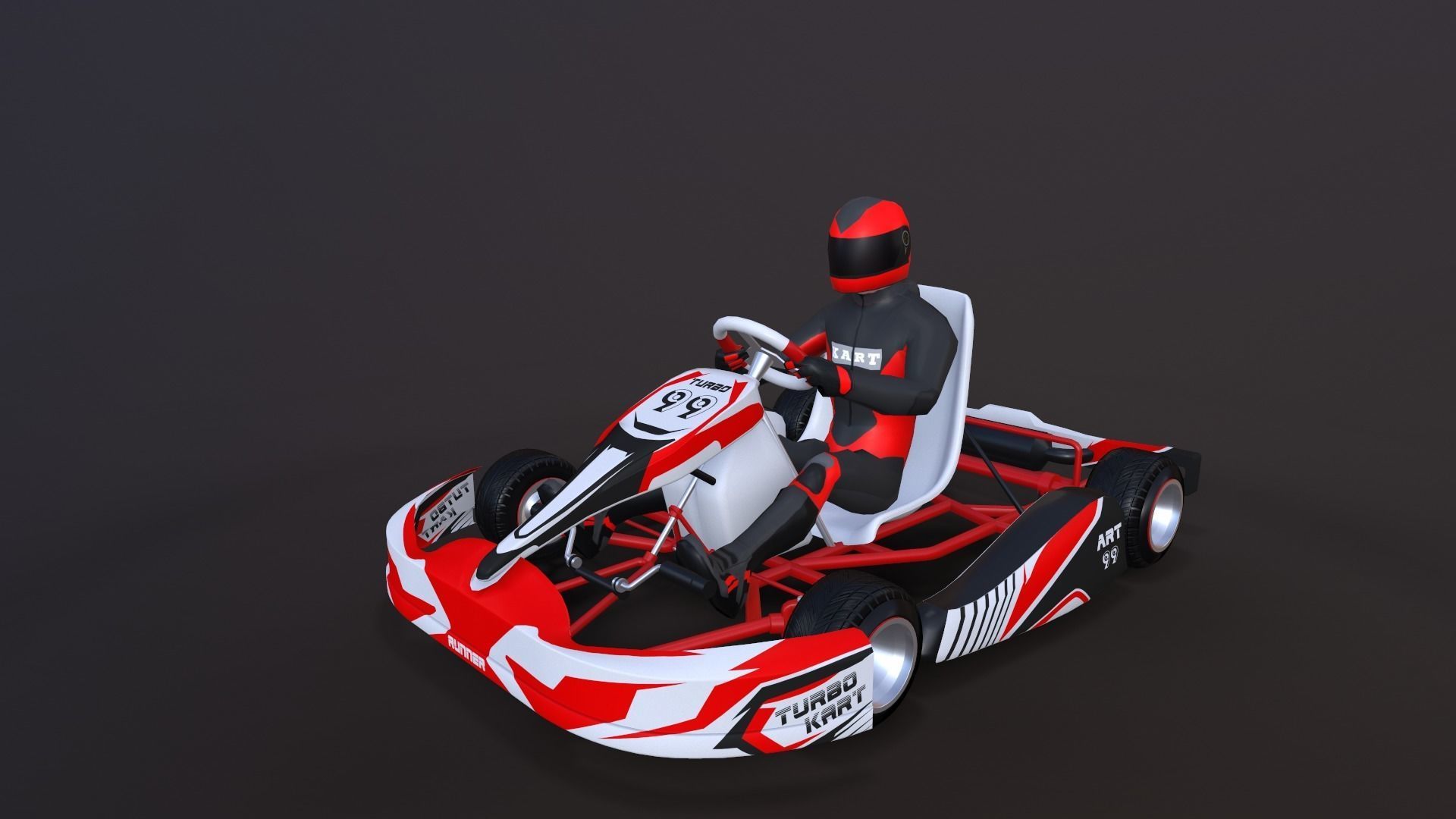 4LowPolyKartsWithPlayerPack 2 go kart Low-poly 3D model_2