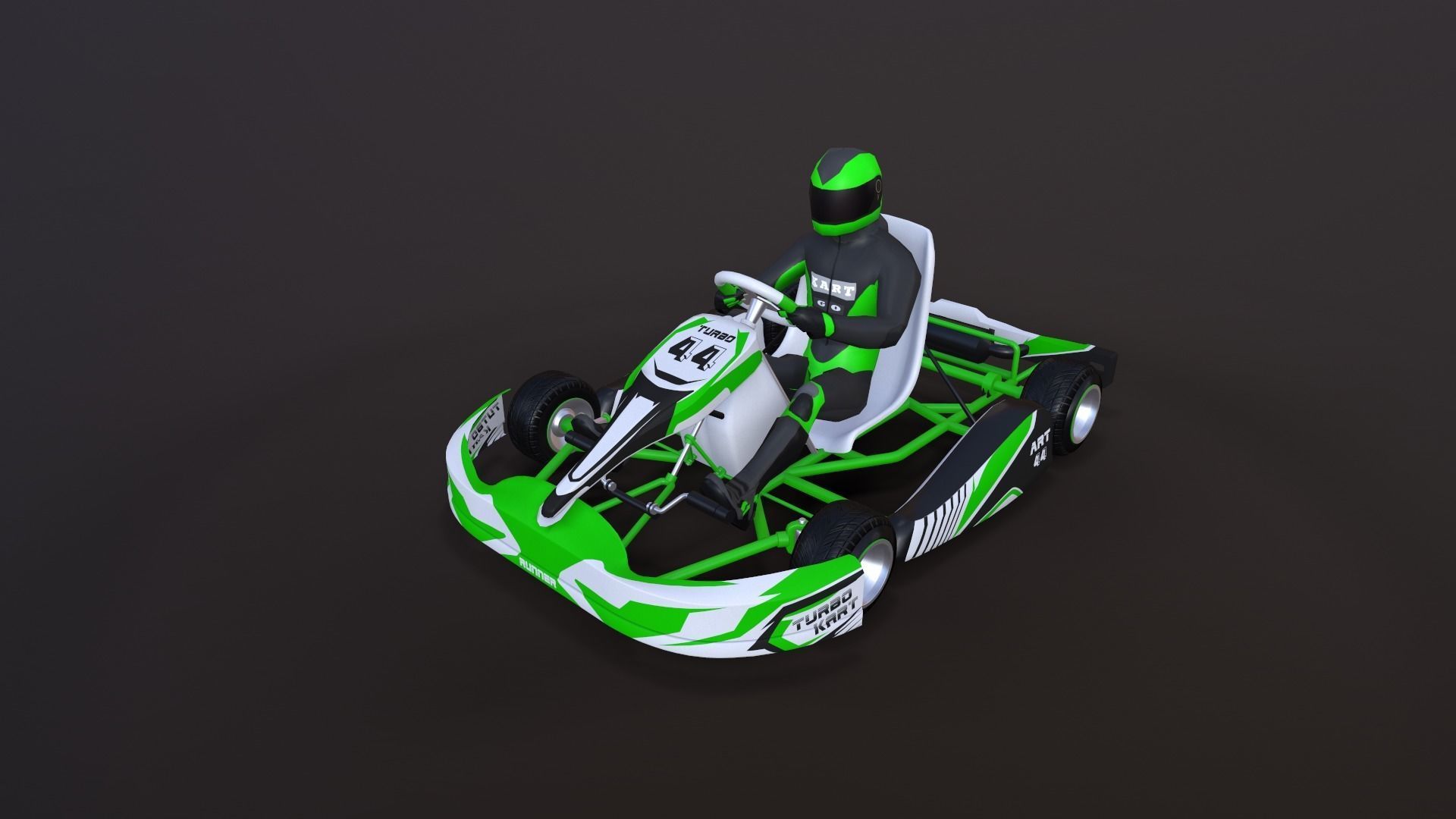 4LowPolyKartsWithPlayerPack 2 go kart Low-poly 3D model_27