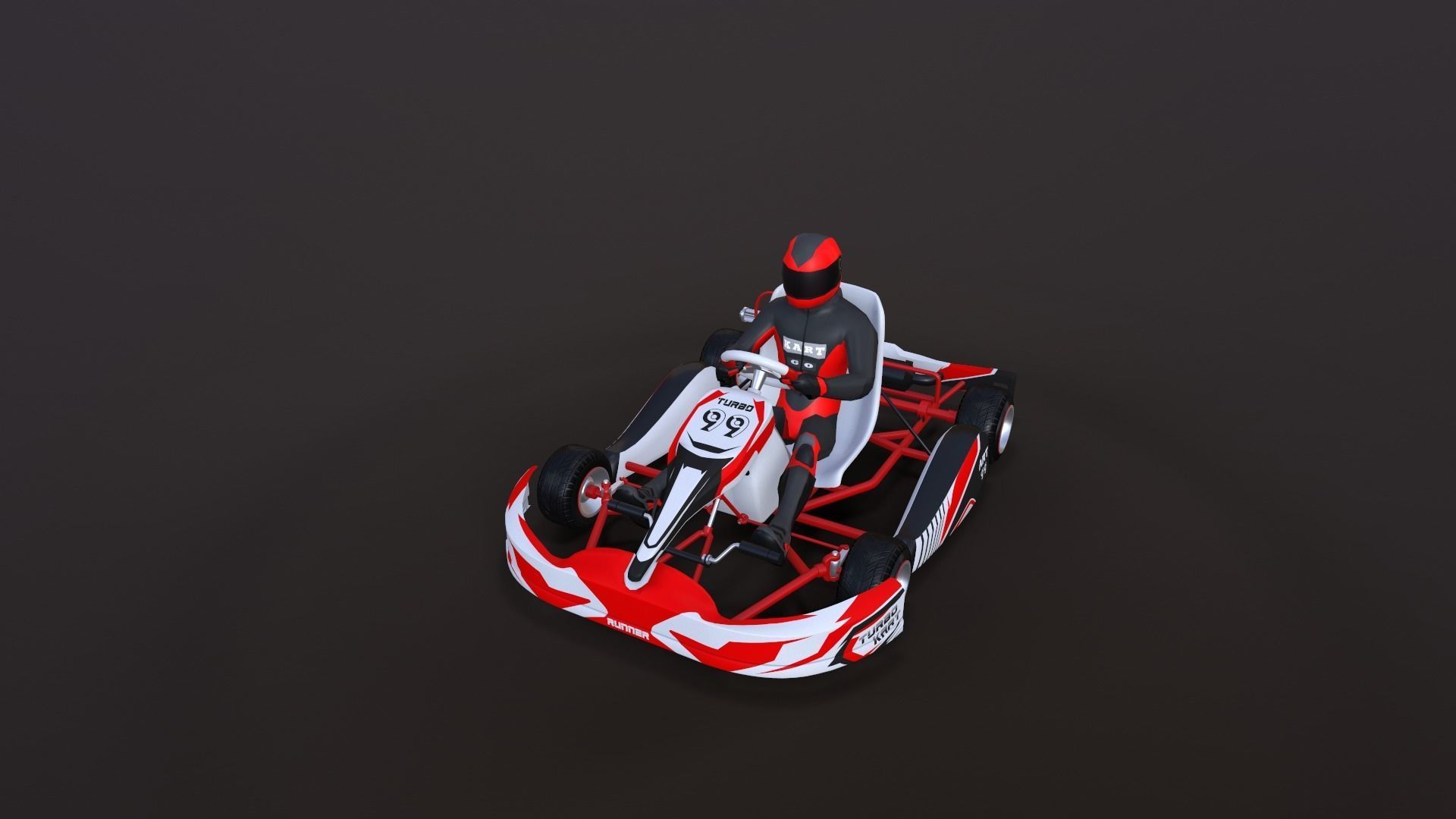 4LowPolyKartsWithPlayerPack 2 go kart Low-poly 3D model_8