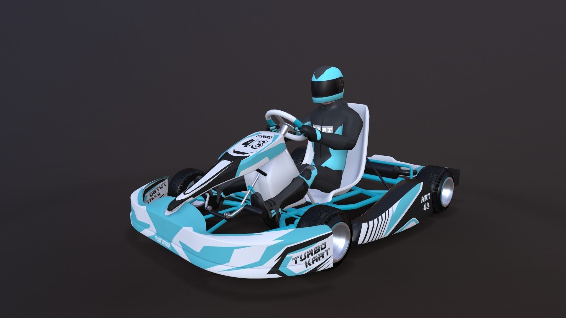 4LowPolyKartsWithPlayerPack 2 go kart Low-poly 3D model_11