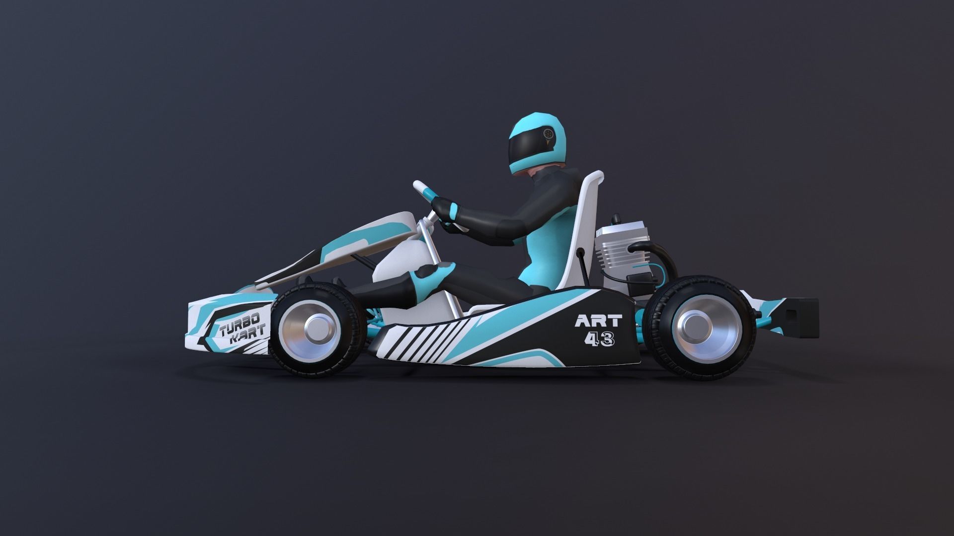 4LowPolyKartsWithPlayerPack 2 go kart Low-poly 3D model_14