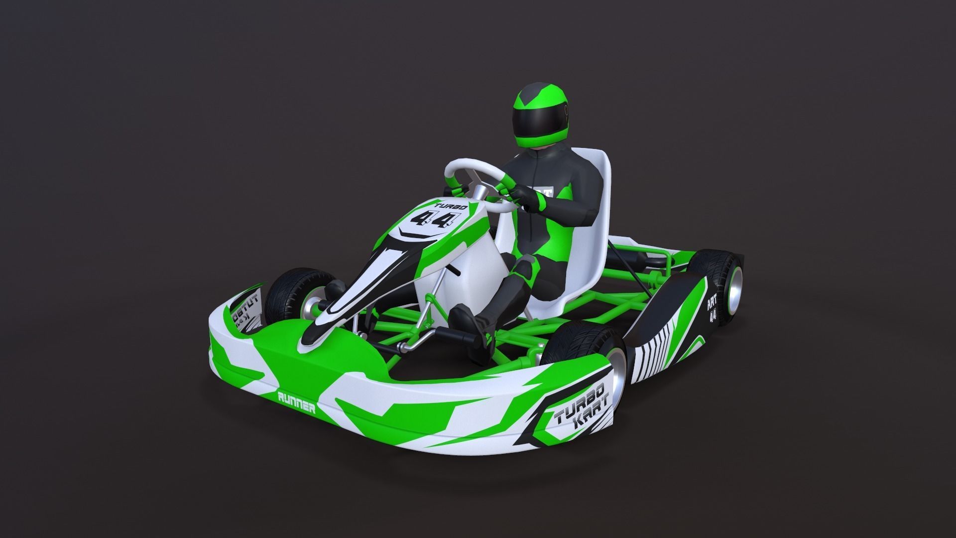 4LowPolyKartsWithPlayerPack 2 go kart Low-poly 3D model_23