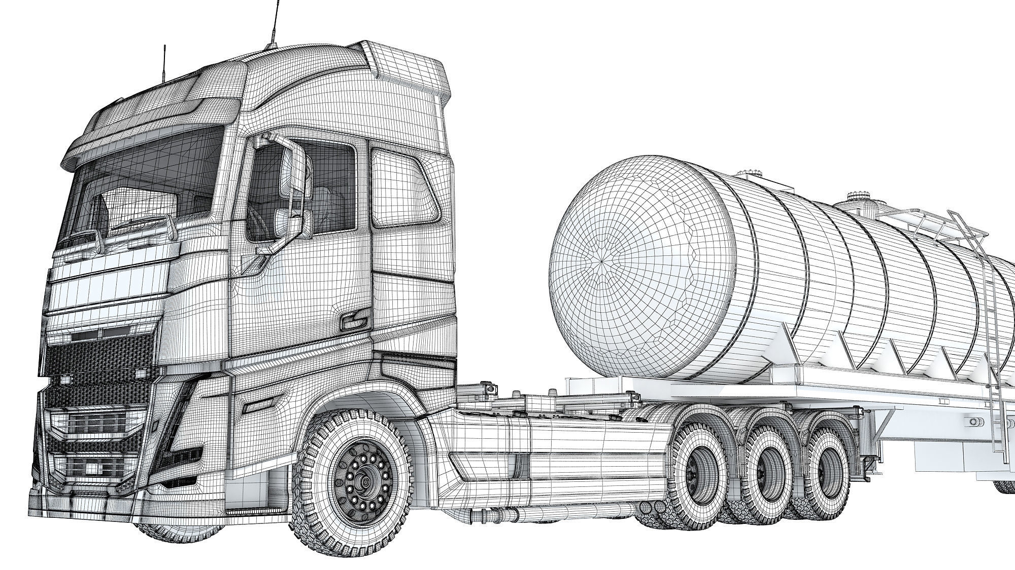 Truck with Tank Semitrailer 3D model_20