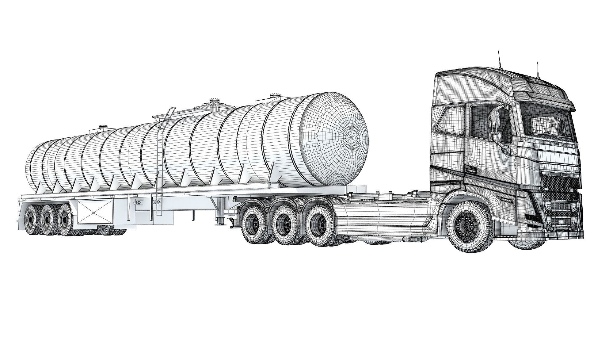 Truck with Tank Semitrailer 3D model_19