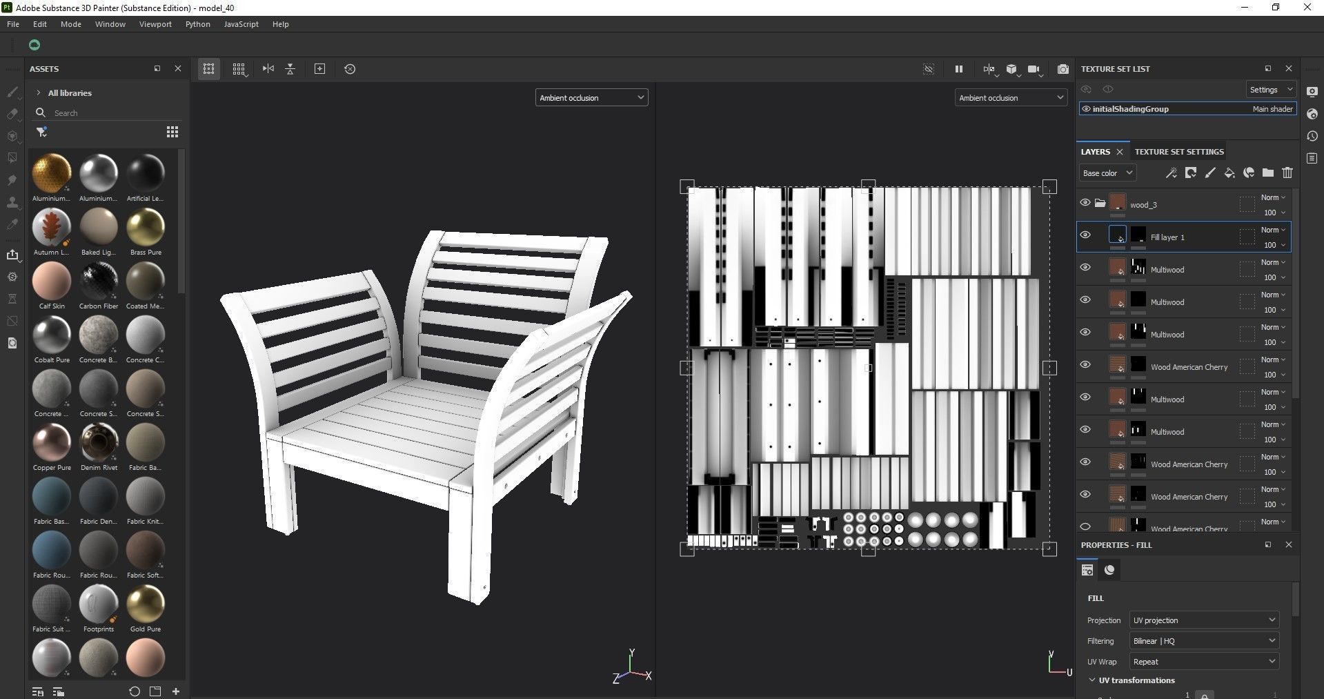 Armchair wooden chair 3D model_12