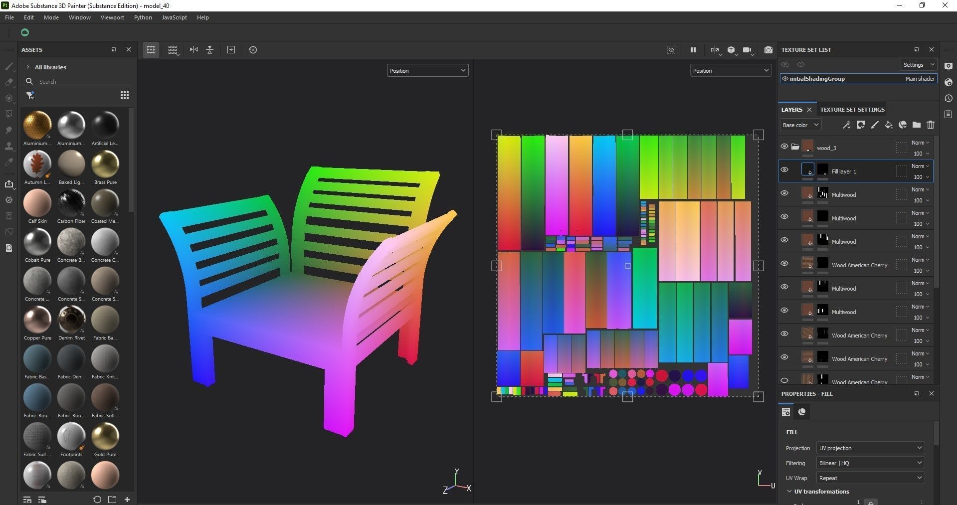 Armchair wooden chair 3D model_14