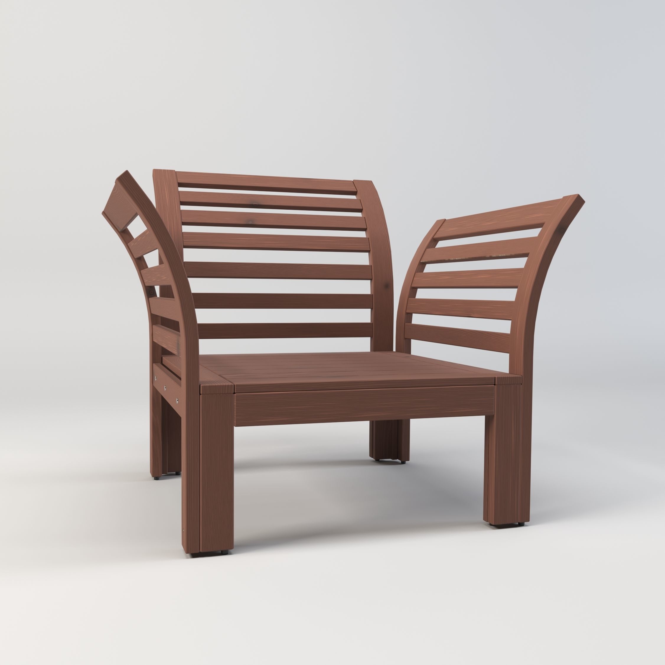 Armchair wooden chair 3D model_3