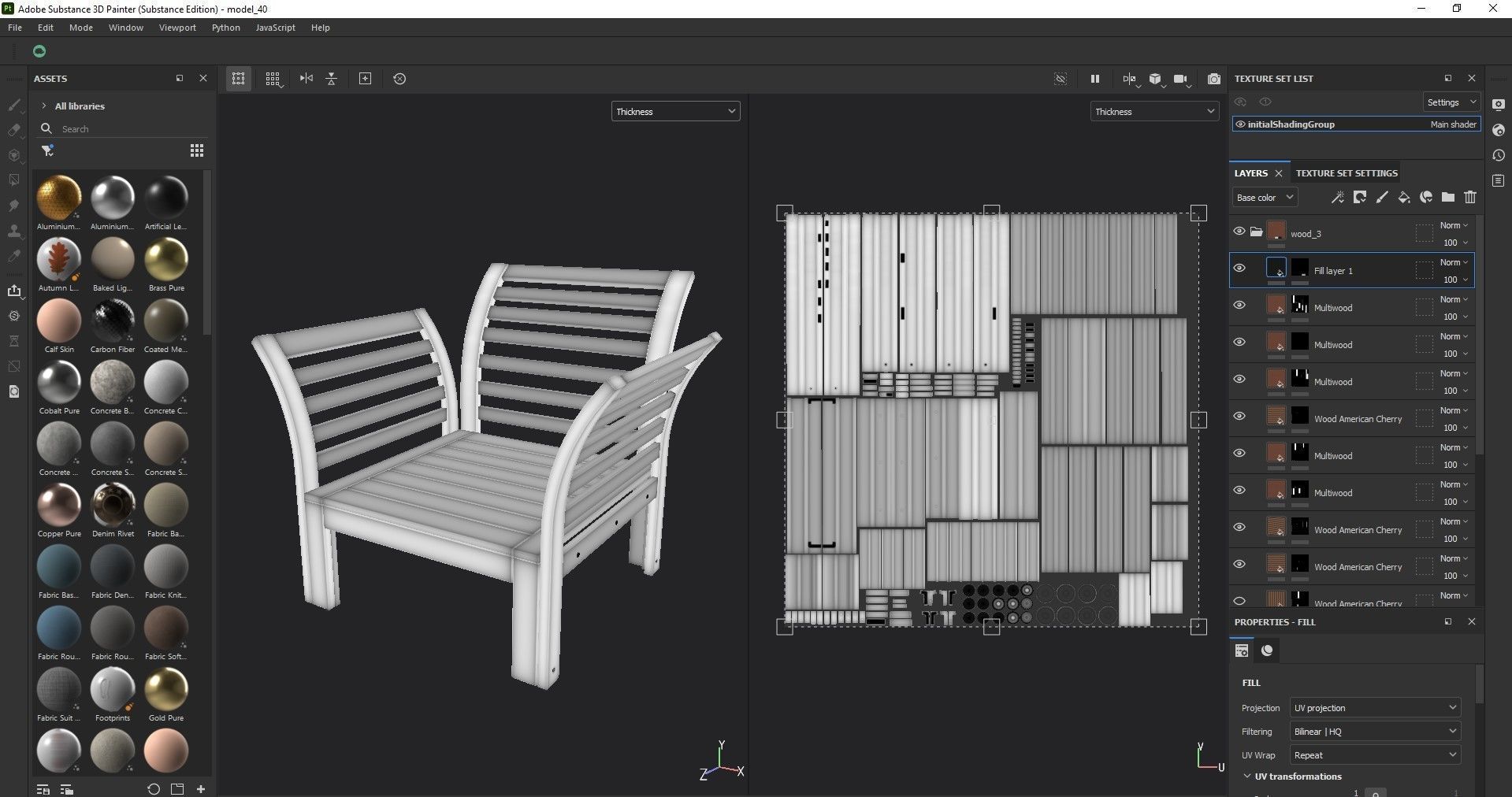 Armchair wooden chair 3D model_15