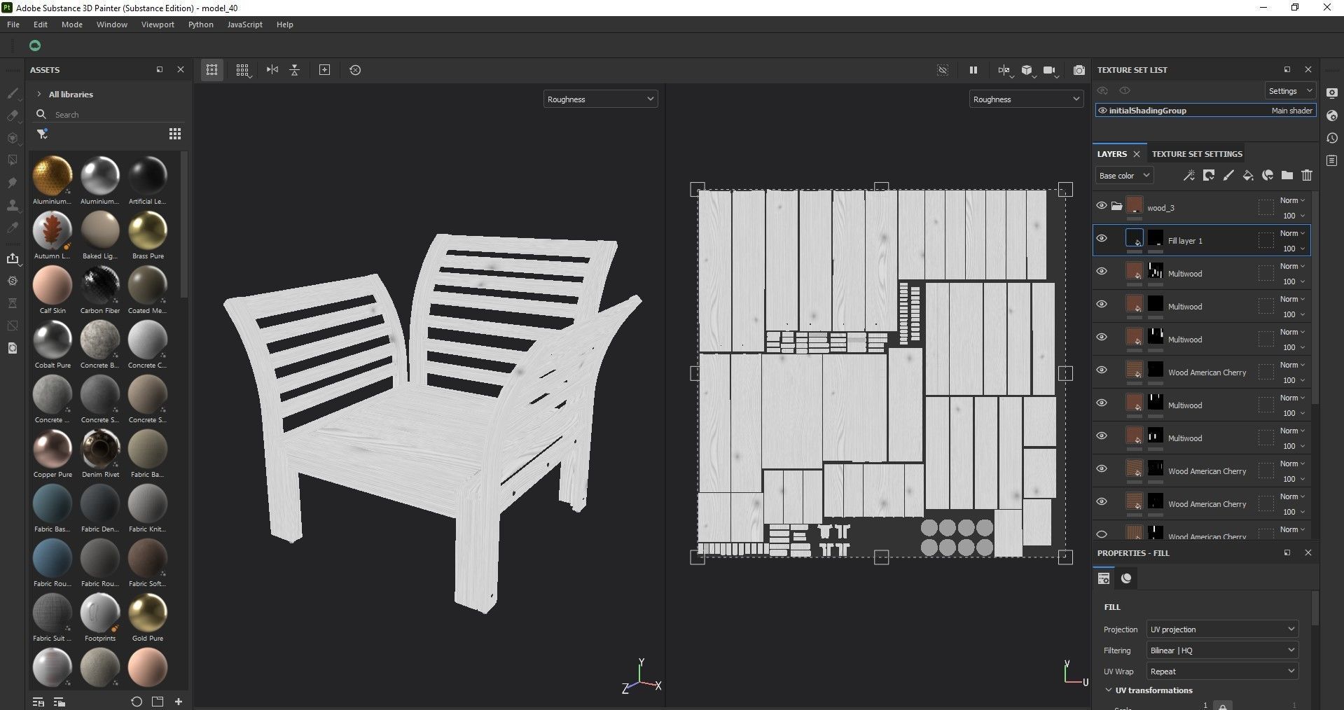Armchair wooden chair 3D model_9