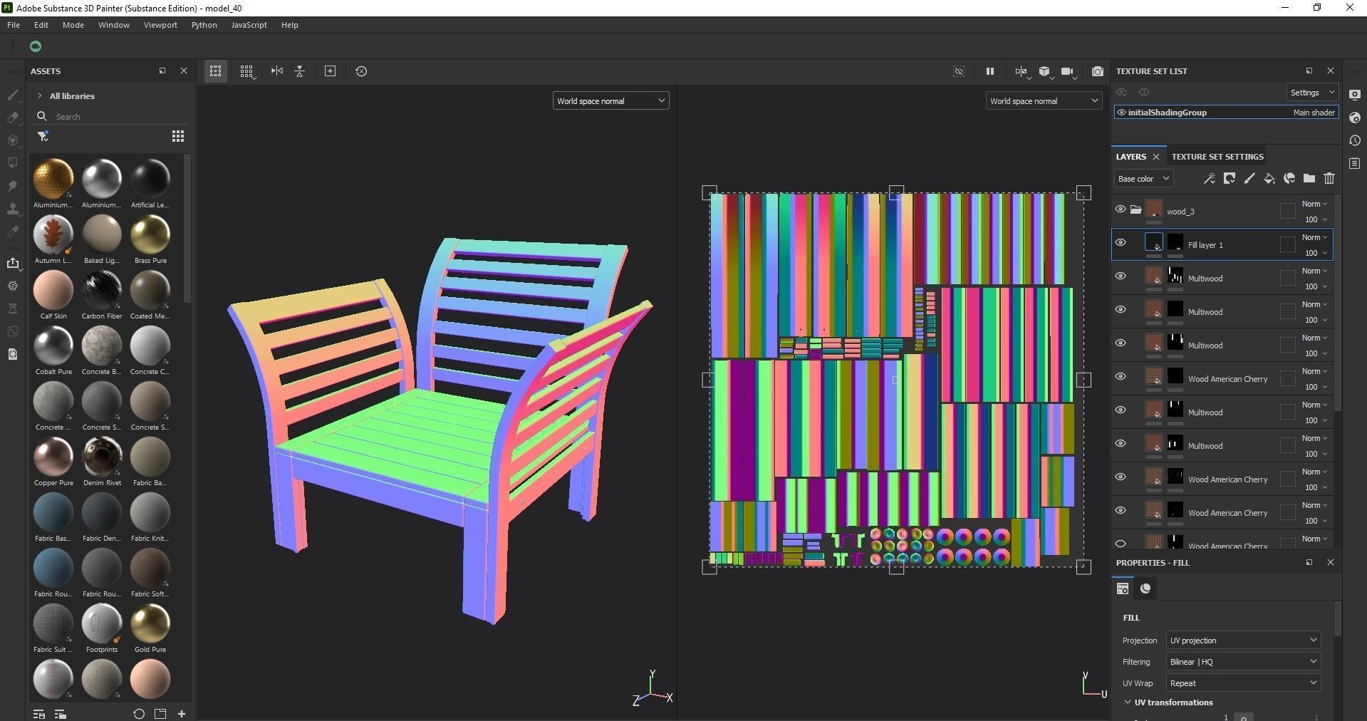 Armchair wooden chair 3D model_11