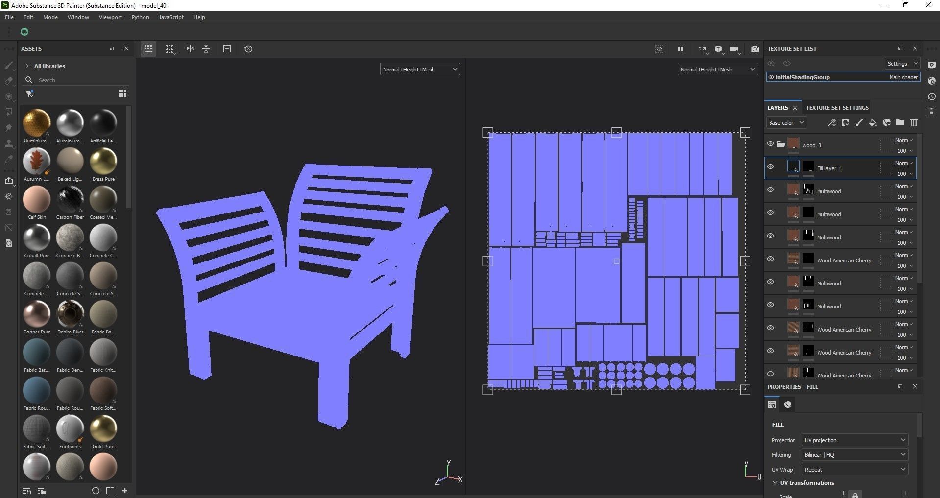 Armchair wooden chair 3D model_10