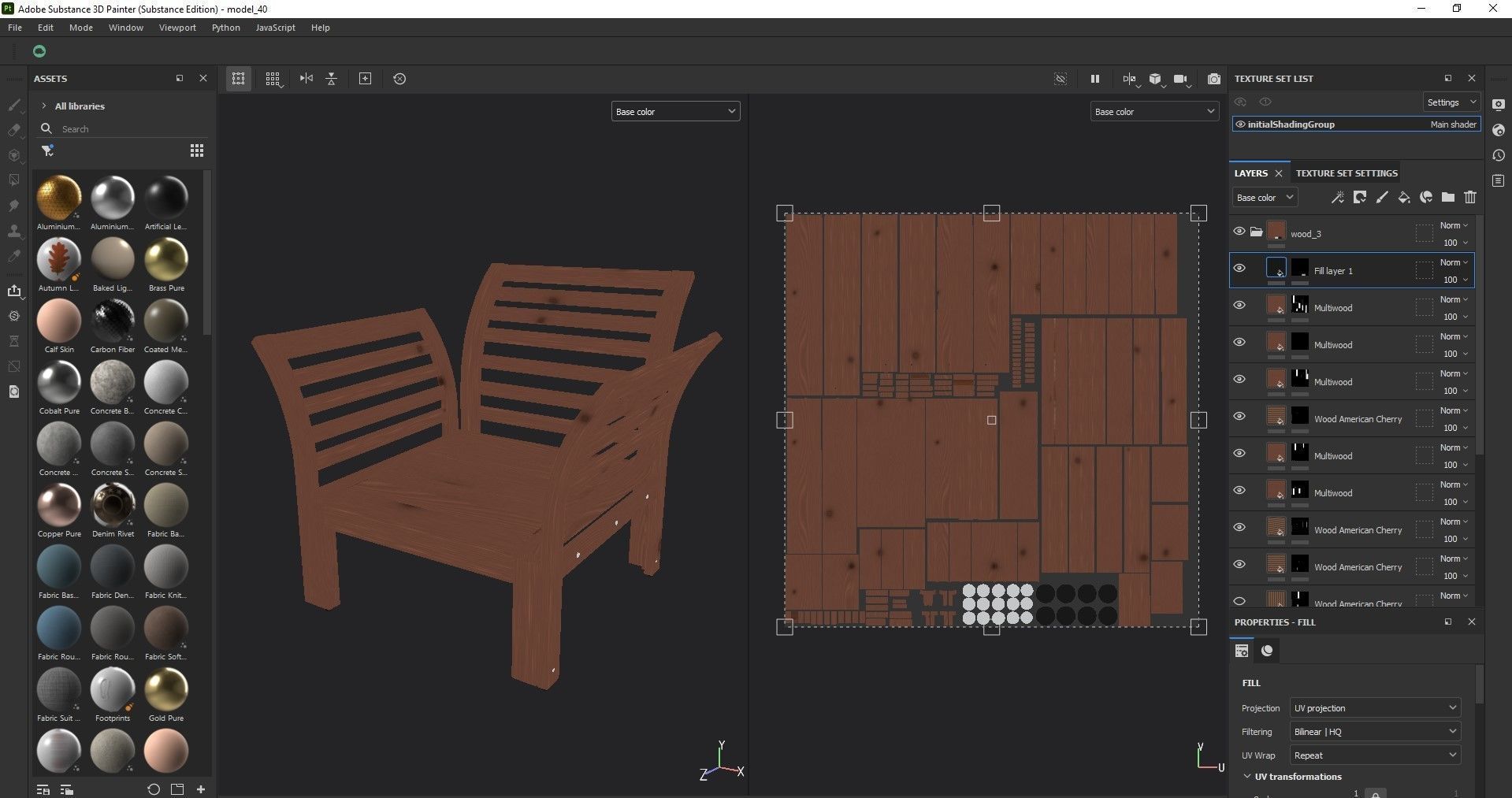 Armchair wooden chair 3D model_8