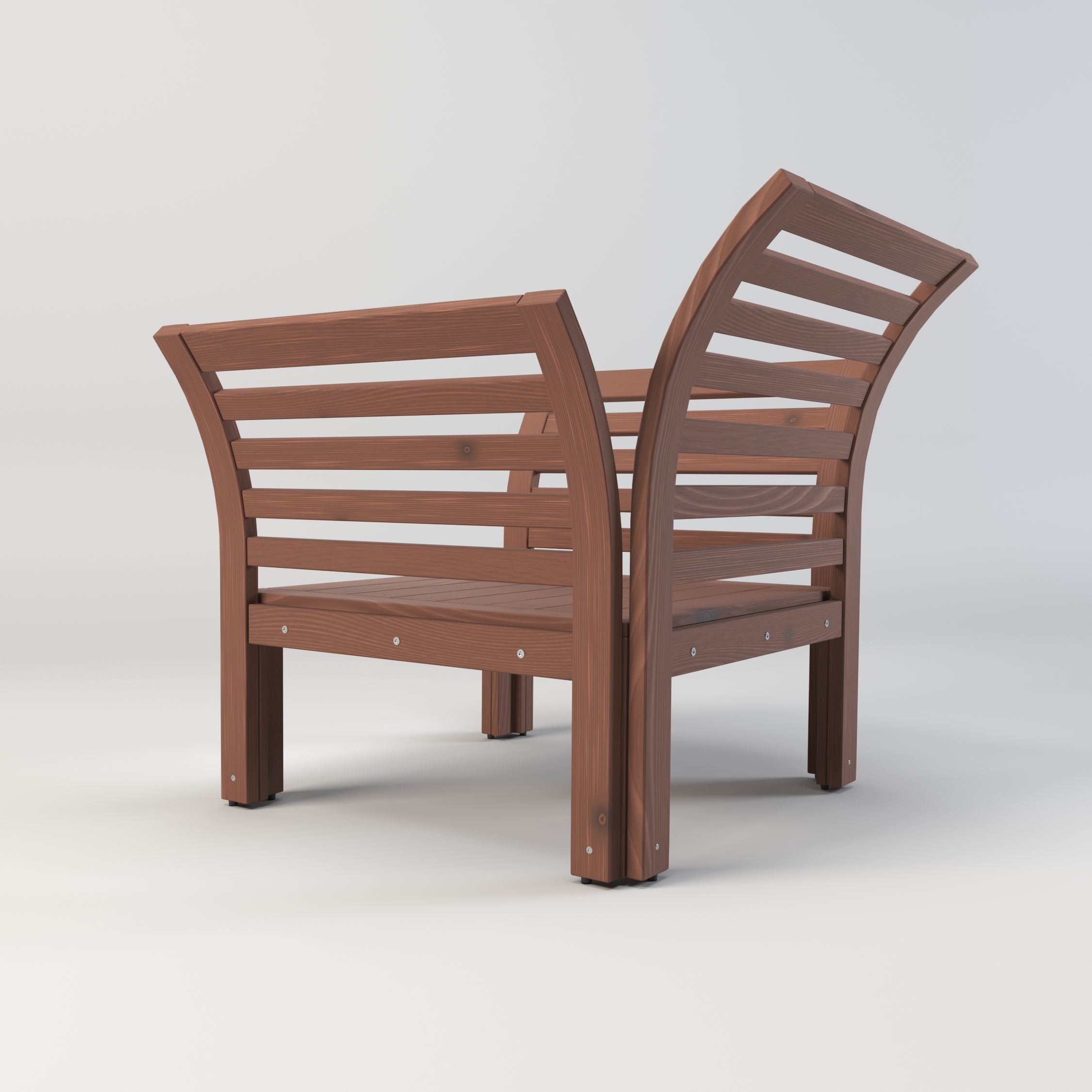 Armchair wooden chair 3D model_4